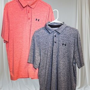 Under Armour Men's Polo Shirts - Coral and Gray